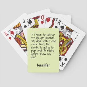 Green Big Girl Panties Saying Name Personalised Playing Cards