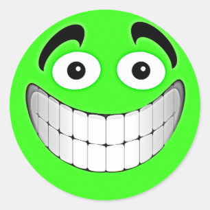 Green Big Green Face Classic Round Sticker