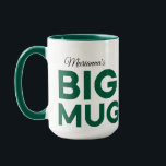 Green Big Mug | Huge Mug | Script Custom Name<br><div class="desc">Elevate your coffee or tea experience with our customizable jumbo mug, designed for those who appreciate simplicity and functionality. The minimalist masculine font adds a touch of sophistication, making it perfect for daily use or as a thoughtful gift. The text "Marianna's BIG MUG" can be customized with any name of...</div>