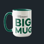 Green Big Mug | Huge Mug | Script Custom Name<br><div class="desc">Elevate your coffee or tea experience with our customizable jumbo mug, designed for those who appreciate simplicity and functionality. The minimalist masculine font adds a touch of sophistication, making it perfect for daily use or as a thoughtful gift. The text "Marianna's BIG MUG" can be customized with any name of...</div>