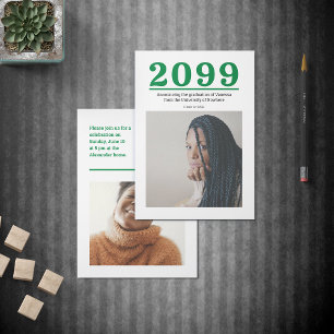 Green Big Numbers Two-Photo Graduation