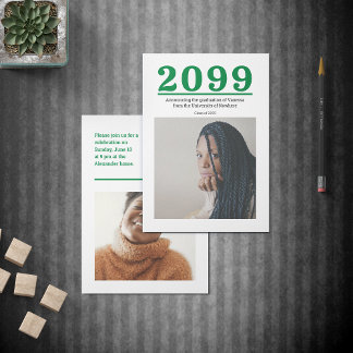 Green Big Numbers Two-Photo Graduation