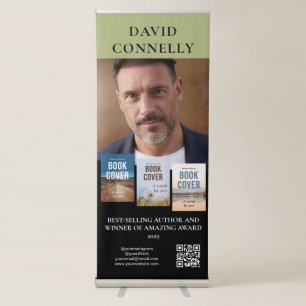 Green Big Photo & Three Covers Author Book Launch Retractable Banner
