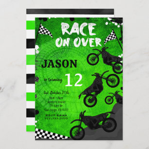 Green Bike Birthday Invitation 