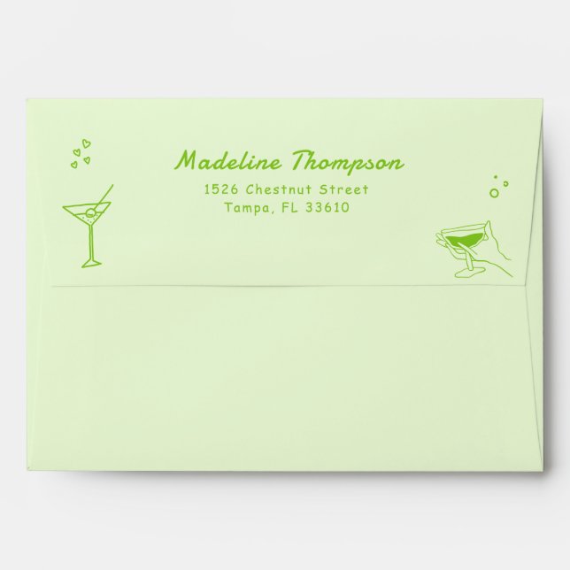Green Bikinis and Martinis Bach Party Envelope (Back (Top Flap))