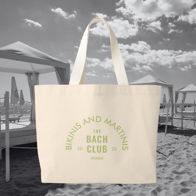 Green Bikinis And Martinis The Bach Club Custom Large Tote Bag (Creator Uploaded)