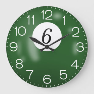 Green Billiard #6 Ball     Large Clock