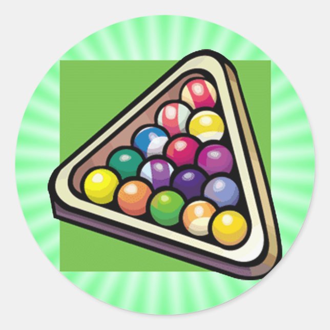 Green Billiards; Pool Classic Round Sticker (Front)