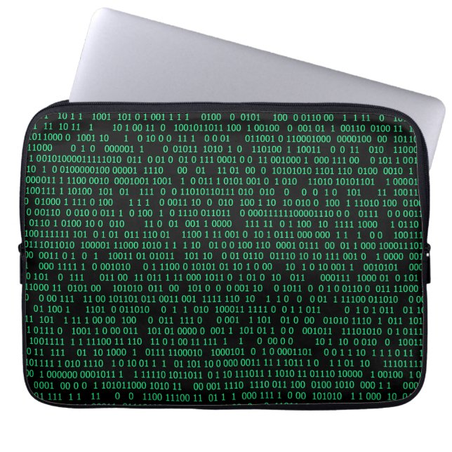 Green Binary Numeral System Laptop Sleeve (Front)