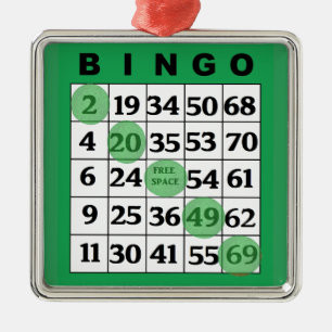 Green BINGO Card   BINGO Lover's Gift Christmas   Metal Tree Decoration