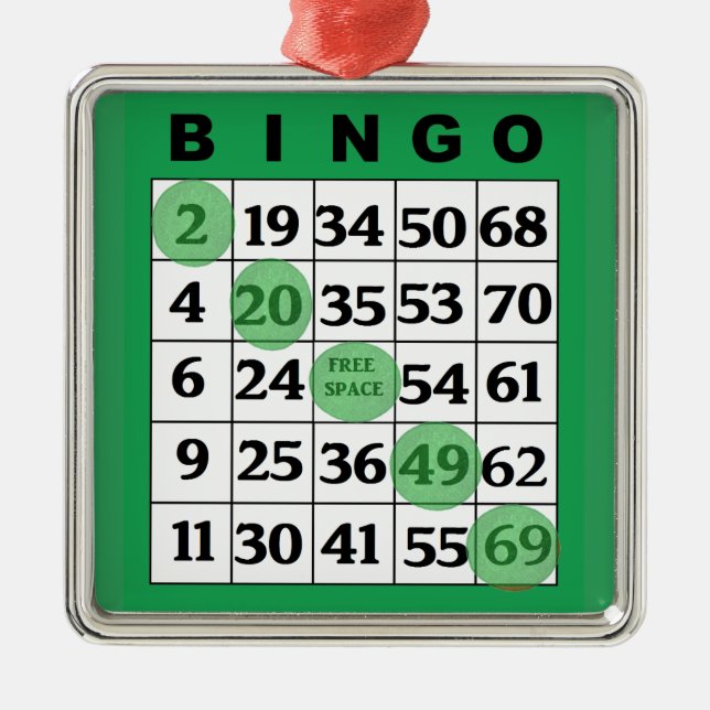 Green BINGO Card | BINGO Lover's Gift Christmas   Metal Tree Decoration (Front)