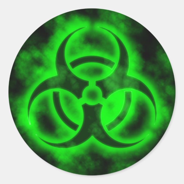 Green Biohazard Classic Round Sticker (Front)