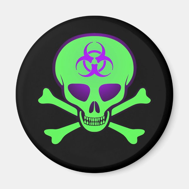 Green Biohazard Skull Magnet (Front)