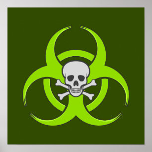 Green Biohazard Skull Poster