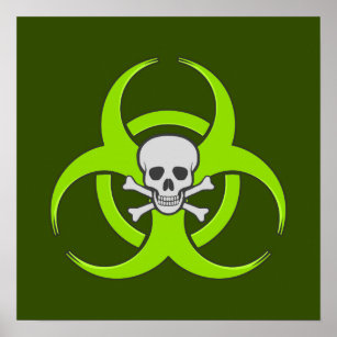Green Biohazard Skull Poster