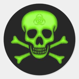 Green Biohazard Skull Sticker