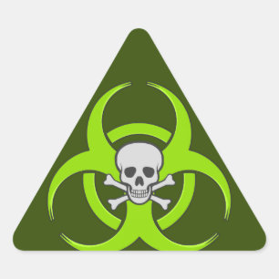 Green Biohazard Skull Triangle Sticker