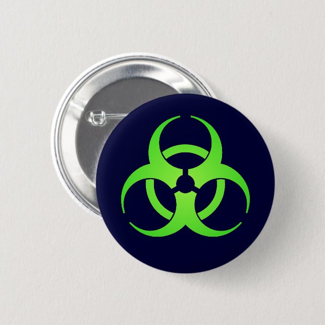 Green Biohazard Symbol Button (Front & Back)