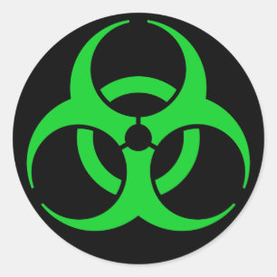 Green Biohazard Symbol Classic Round Sticker
