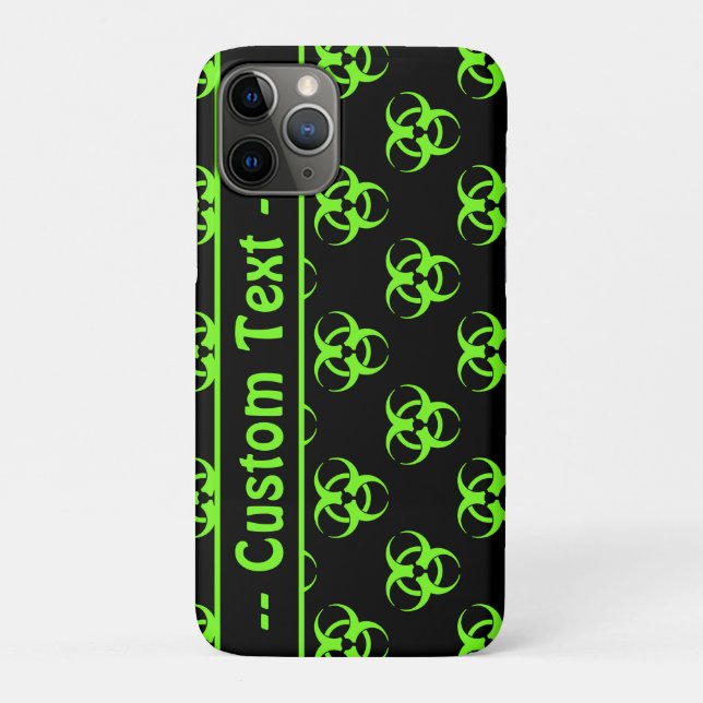 Green Biohazard Symbol Pattern Phone Case w/ Text (Back)