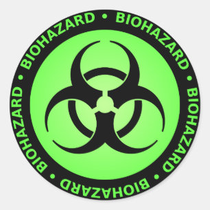 Green Biohazard Warning Classic Round Sticker