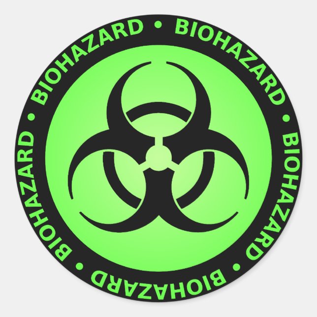 Green Biohazard Warning Classic Round Sticker (Front)