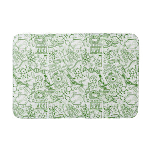 Green Biology Pattern Bath Mat