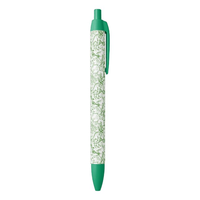 Green Biology Pattern Black Ink Pen (Bottom (Vertical))