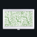 Green Biology Pattern Business Card Holder<br><div class="desc">This design features a pattern of various images related to biology and medical field.</div>