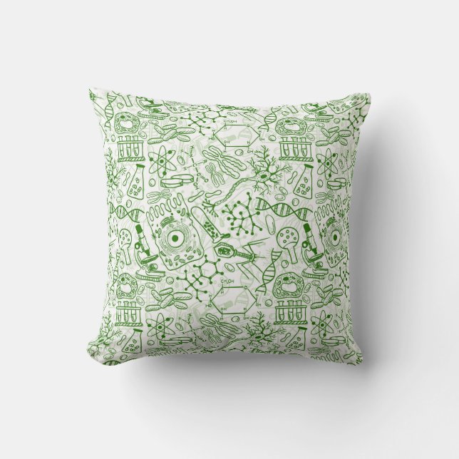 Green Biology Pattern Cushion (Front)