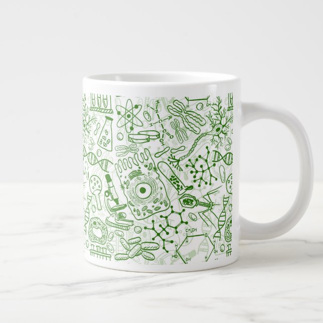 Green Biology Pattern Large Coffee Mug (Right)