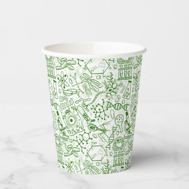 Green Biology Pattern Paper Cups (Left)