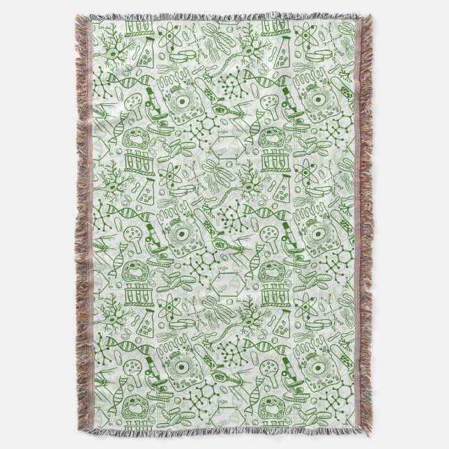 Green Biology Pattern Throw Blanket (Front Vertical)