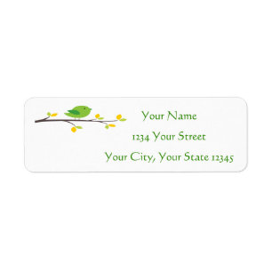 Green Bird Address Label