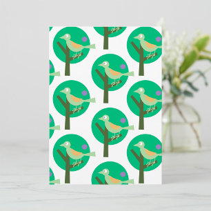Green Bird and Tree Pattern Nature Inspired  Invitation