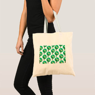 Green Bird and Tree Pattern Nature Inspired Tote Bag
