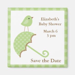 Green Bird and Umbrella Magnet