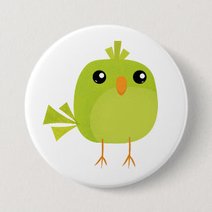 Green Bird Cartoon   7.5 Cm Round Badge