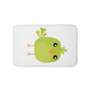 Green Bird Cartoon   Bath Mat
