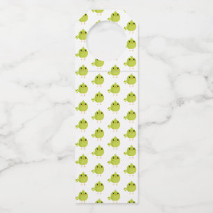 Green Bird Cartoon   Bottle Tag