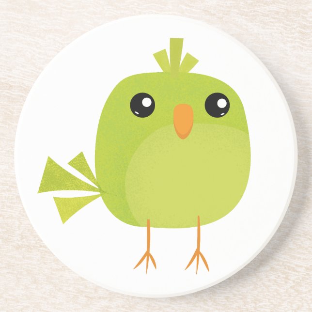 Green Bird Cartoon   Coaster (Front)