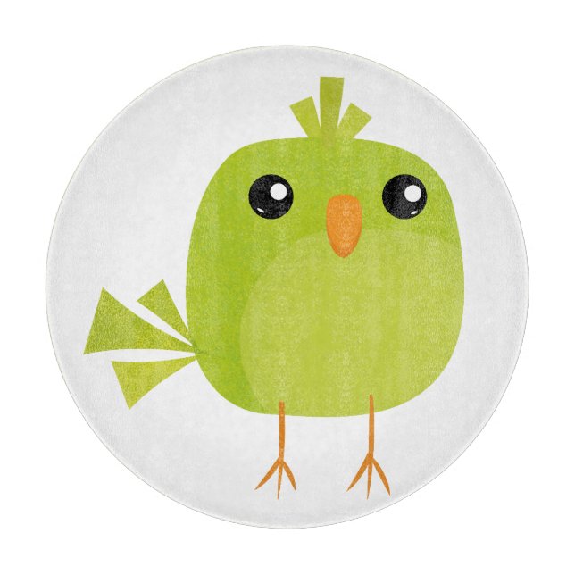 Green Bird Cartoon   Cutting Board (Front)