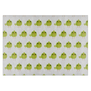 Green Bird Cartoon   Cutting Board