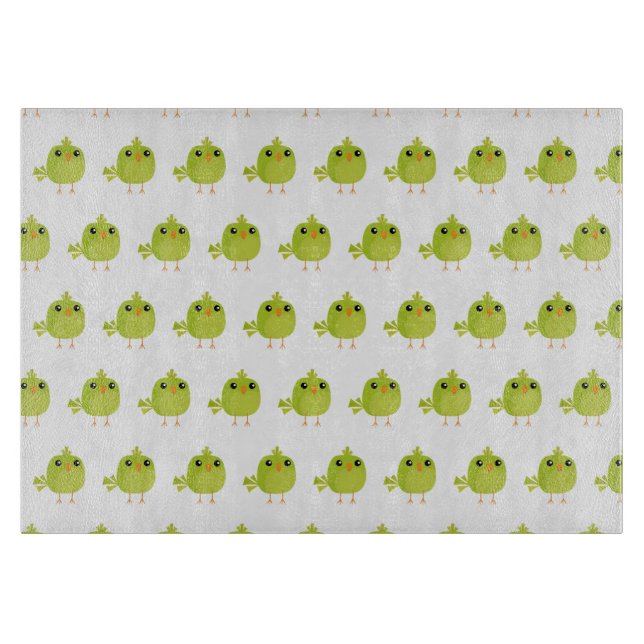 Green Bird Cartoon   Cutting Board (Front)