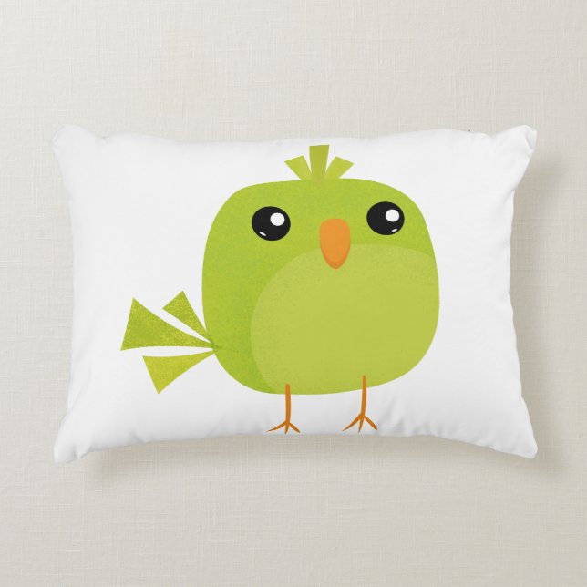 Green Bird Cartoon   Decorative Cushion (Front)