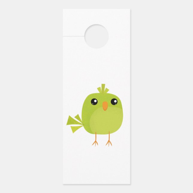 Green Bird Cartoon   Door Hanger (Front)