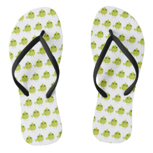 Green Bird Cartoon  Flip Flops