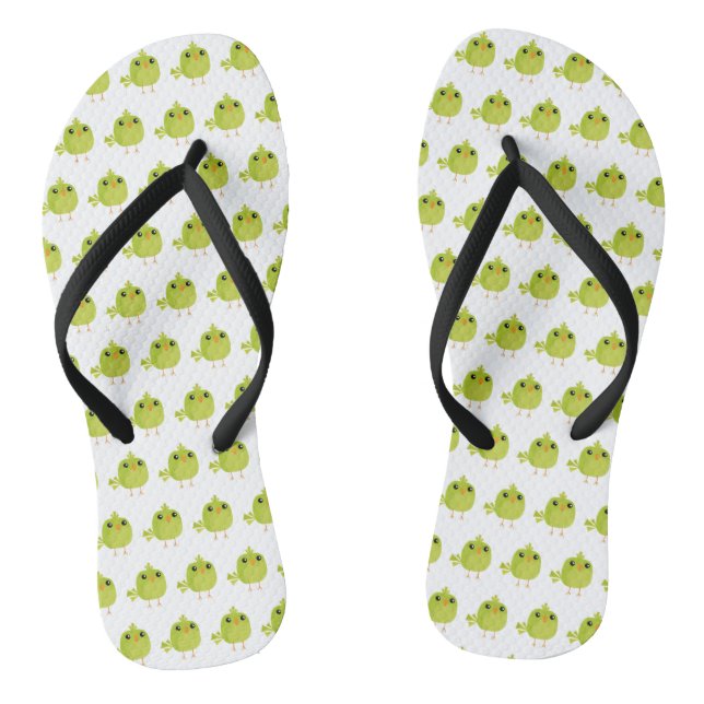 Green Bird Cartoon  Flip Flops (Footbed)
