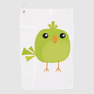 Green Bird Cartoon   Golf Towel