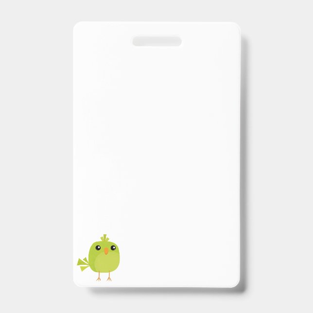 Green Bird Cartoon  ID Badge (Front)